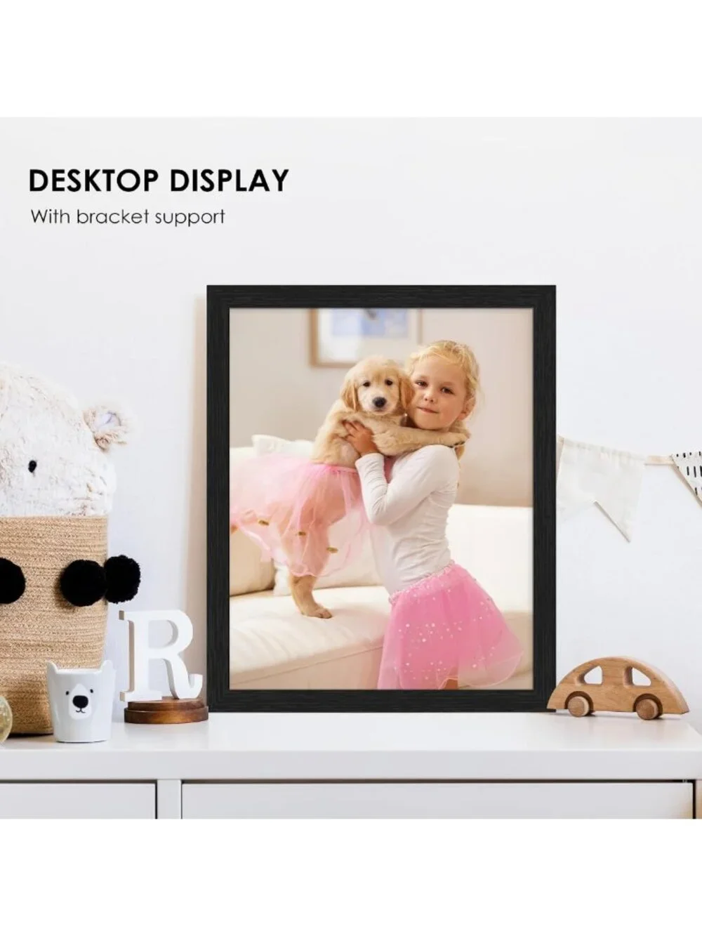 Set of 6 Black Woodgrain 8x10 Picture Frames for Wall or Tabletop Display, HD